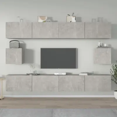 The Living Store Komplet TV omaric 6-delni betonsko siv inženirski les - Komplet TV Omaric