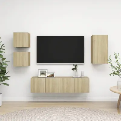 The Living Store Komplet TV omaric 5-delni sonoma hrast iverna plošča - Komplet TV Omaric