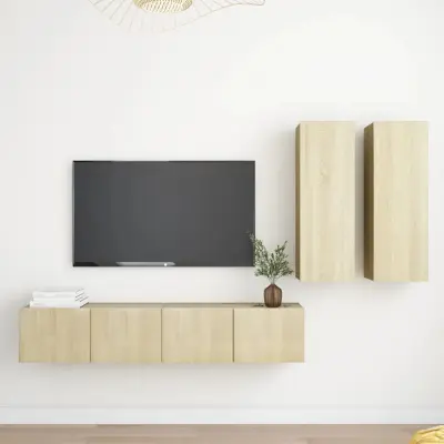 The Living Store Komplet TV omaric 4-delni sonoma hrast inženirski les - Komplet TV Omaric