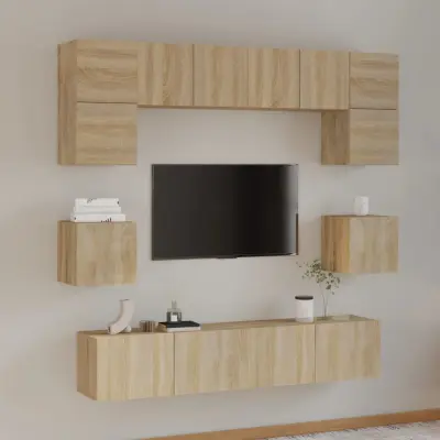 The Living Store Komplet TV omaric 8-delni sonoma hrast konstruiran les - Komplet TV Omaric