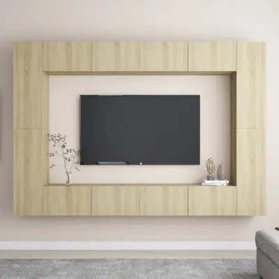 The Living Store Komplet TV omaric 8-delni sonoma hrast iverna plošča - TV Omarica