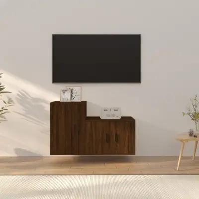 The Living Store Komplet TV omaric 2-delni rjav hrast inženirski les - Komplet TV Omaric