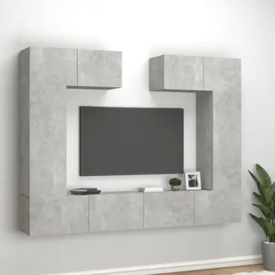 The Living Store Komplet TV omaric 6-delni betonsko siv inženirski les - Komplet TV Omaric