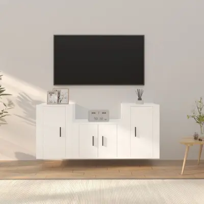 The Living Store Komplet TV omaric 3-delni bel inženirski les - Komplet TV Omaric