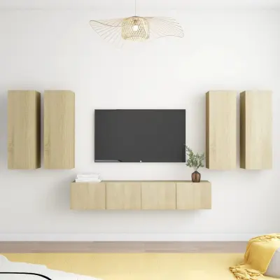 The Living Store Komplet TV omaric 6-delni sonoma hrast inženirski les - Komplet TV Omaric