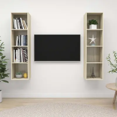 The Living Store Stenske TV omarice 2 kosa sonoma hrast iverna plošča - TV Omarica