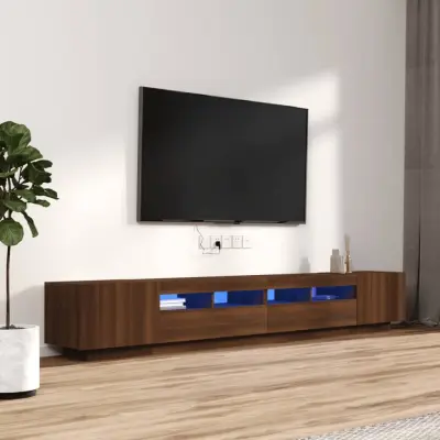 The Living Store Komplet TV omaric LED 3-delni rjav hrast inženirski les - Komplet TV Omaric