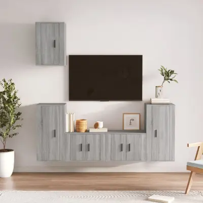 The Living Store Komplet TV omaric 5-delni siva sonoma inženirski les - Komplet TV Omaric