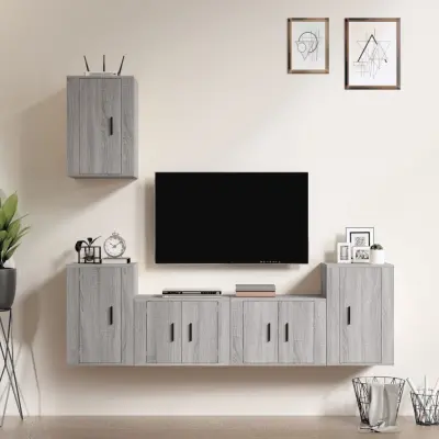 The Living Store Komplet TV omaric 5-delni siva sonoma inženirski les - Komplet TV Omaric