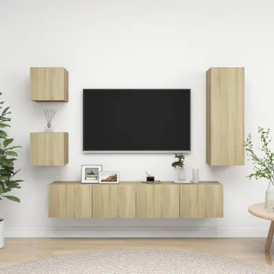 The Living Store Komplet TV omaric 5-delni sonoma hrast inženirski les - Komplet TV Omaric