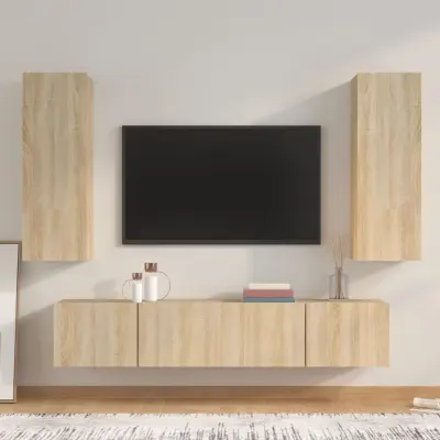 The Living Store Komplet TV omaric 4-delni sonoma hrast inženirski les - Komplet TV Omaric