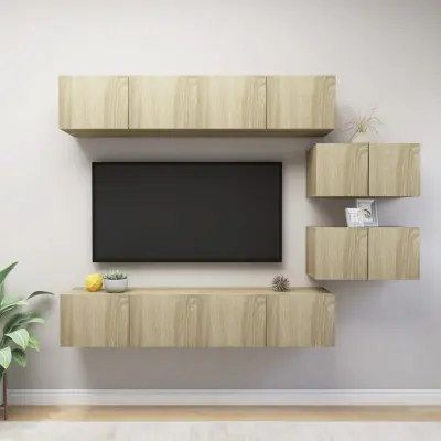 The Living Store Komplet TV omaric 6-delni sonoma hrast inženirski les - Komplet TV Omaric