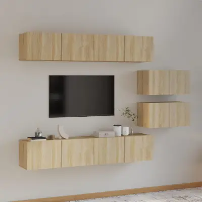The Living Store Komplet TV omaric 6-delni sonoma hrast inženirski les - Komplet TV Omaric