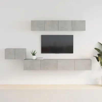 The Living Store Komplet TV omaric 5-delni betonsko siv inženirski les - Komplet TV Omaric