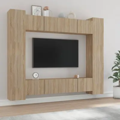 The Living Store Komplet TV omaric 8-delni sonoma hrast konstruiran les - Komplet TV Omaric