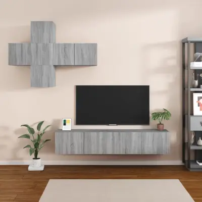 The Living Store Komplet TV omaric 7-delni siva sonoma inženirski les - Komplet TV Omaric