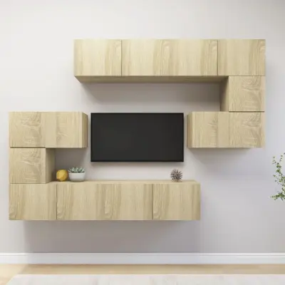 The Living Store Komplet TV omaric 8-delni sonoma hrast konstruiran les - Komplet TV Omaric