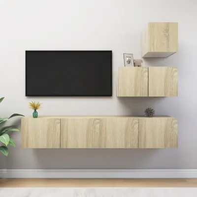 The Living Store Komplet TV omaric 4-delni sonoma hrast inženirski les - Komplet TV Omaric