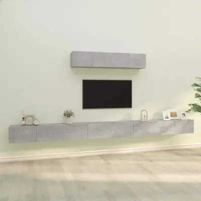 The Living Store Komplet TV omaric 6-delni betonsko siv inženirski les - Komplet TV Omaric