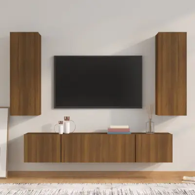 The Living Store Komplet TV omaric 4-delni rjav hrast inženirski les - Komplet TV Omaric