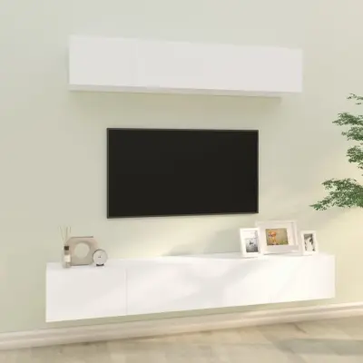 The Living Store Komplet TV omaric 4-delni bel inženirski les - Komplet TV Omaric