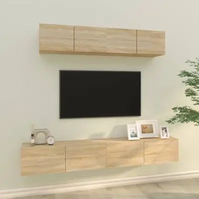 The Living Store Komplet TV omaric 4-delni sonoma hrast inženirski les - Komplet TV Omaric