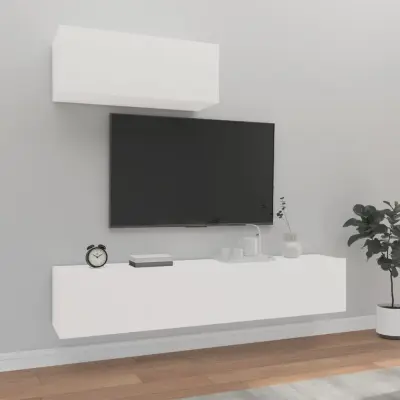 The Living Store Komplet TV omaric 3-delni bel inženirski les - Komplet TV Omaric