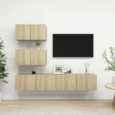 The Living Store Komplet TV omaric 4-delni sonoma hrast inženirski les - Komplet TV Omaric