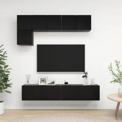 The Living Store Komplet TV omaric 5-delni črna inženirski les - Komplet TV Omaric