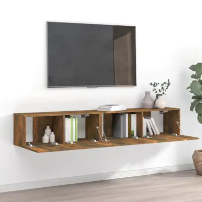 The Living Store Komplet TV omaric 2-delni dimljen hrast inženirski les - Komplet TV Omaric
