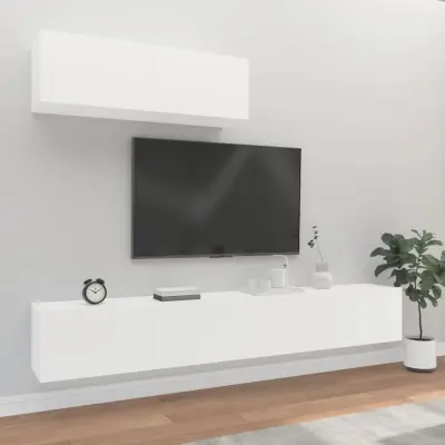 The Living Store Komplet TV omaric 3-delni bel inženirski les - Komplet TV Omaric
