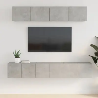 The Living Store Komplet TV omaric 5-delni betonsko siv inženirski les - Komplet TV Omaric