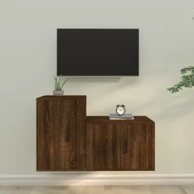 The Living Store Komplet TV omaric 2-delni rjav hrast inženirski les - Komplet TV Omaric