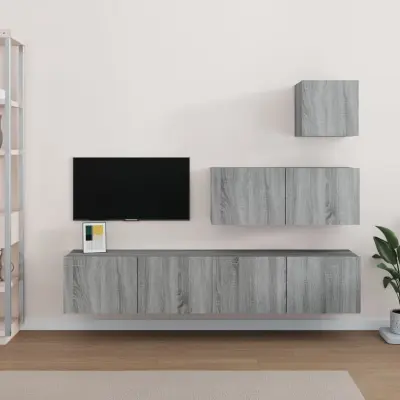 The Living Store Komplet TV omaric 4-delni siva sonoma inženirski les - TV Omarica