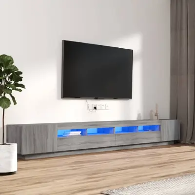 The Living Store Komplet TV omaric LED 3-delni siva sonoma inženirski les - Komplet TV Omaric
