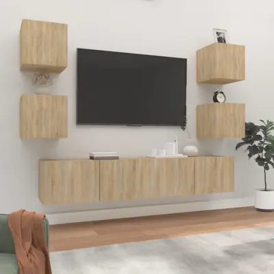 The Living Store Komplet TV omaric 6-delni sonoma hrast inženirski les - Komplet TV Omaric
