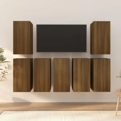 The Living Store TV omarice 7 kosov rjav hrast 30,5x30x60 cm konstruiran les - TV Omarica