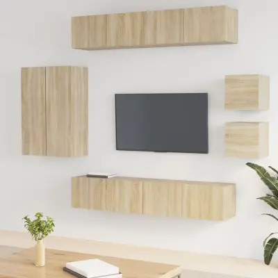 The Living Store Komplet TV omaric 8-delni sonoma hrast konstruiran les - Komplet TV Omaric