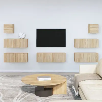 The Living Store Komplet TV omaric 7-delni sonoma hrast inženirski les - Komplet TV Omaric
