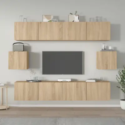 The Living Store Komplet TV omaric 6-delni sonoma hrast inženirski les - Komplet TV Omaric