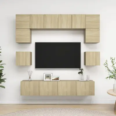 The Living Store Komplet TV omaric 8-delni sonoma hrast inženirski les - Komplet TV Omaric