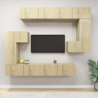 The Living Store Komplet TV omaric 8-delni sonoma hrast konstruiran les - Komplet TV Omaric