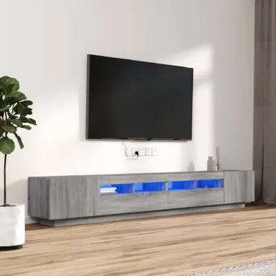 The Living Store Komplet TV omaric LED 3-delni siva sonoma inženirski les - Komplet TV Omaric