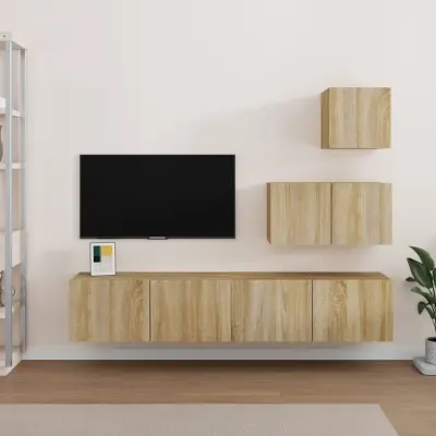 The Living Store Komplet TV omaric 4-delni sonoma hrast inženirski les - TV Omarica