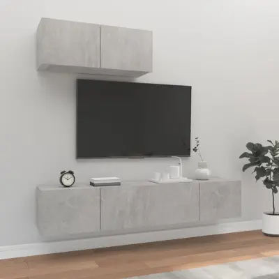 The Living Store Komplet TV omaric 3-delni betonsko siv inženirski les - Komplet TV Omaric