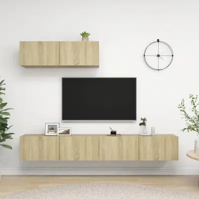 The Living Store TV omarice 3 kosi sonoma hrast iverna plošča - TV Omarica