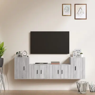 The Living Store Komplet TV omaric 4-delni siva sonoma inženirski les - Komplet TV Omaric