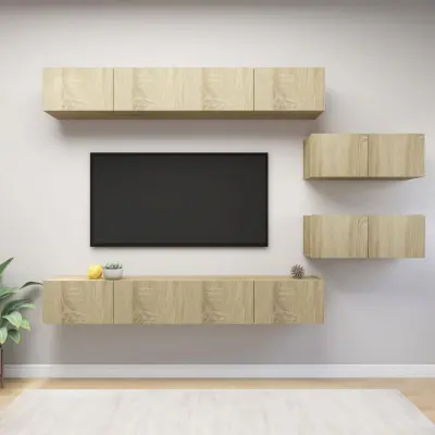 The Living Store Komplet TV omaric 6-delni sonoma hrast inženirski les - Komplet TV Omaric