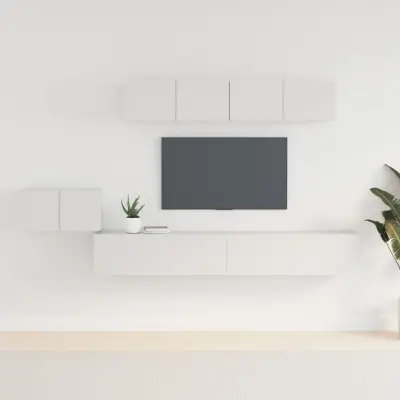 The Living Store Komplet TV omaric 5-delni bel inženirski les - Komplet TV Omaric