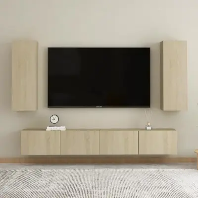 The Living Store Komplet TV omaric 4-delni sonoma hrast inženirski les - TV Omarica